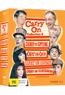The orange cover for the ViaVision Carry On Collection 3 Blu-ray