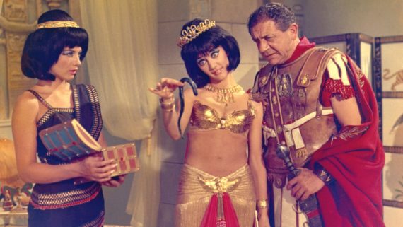 Three actors in a still from the film Carry On Cleo